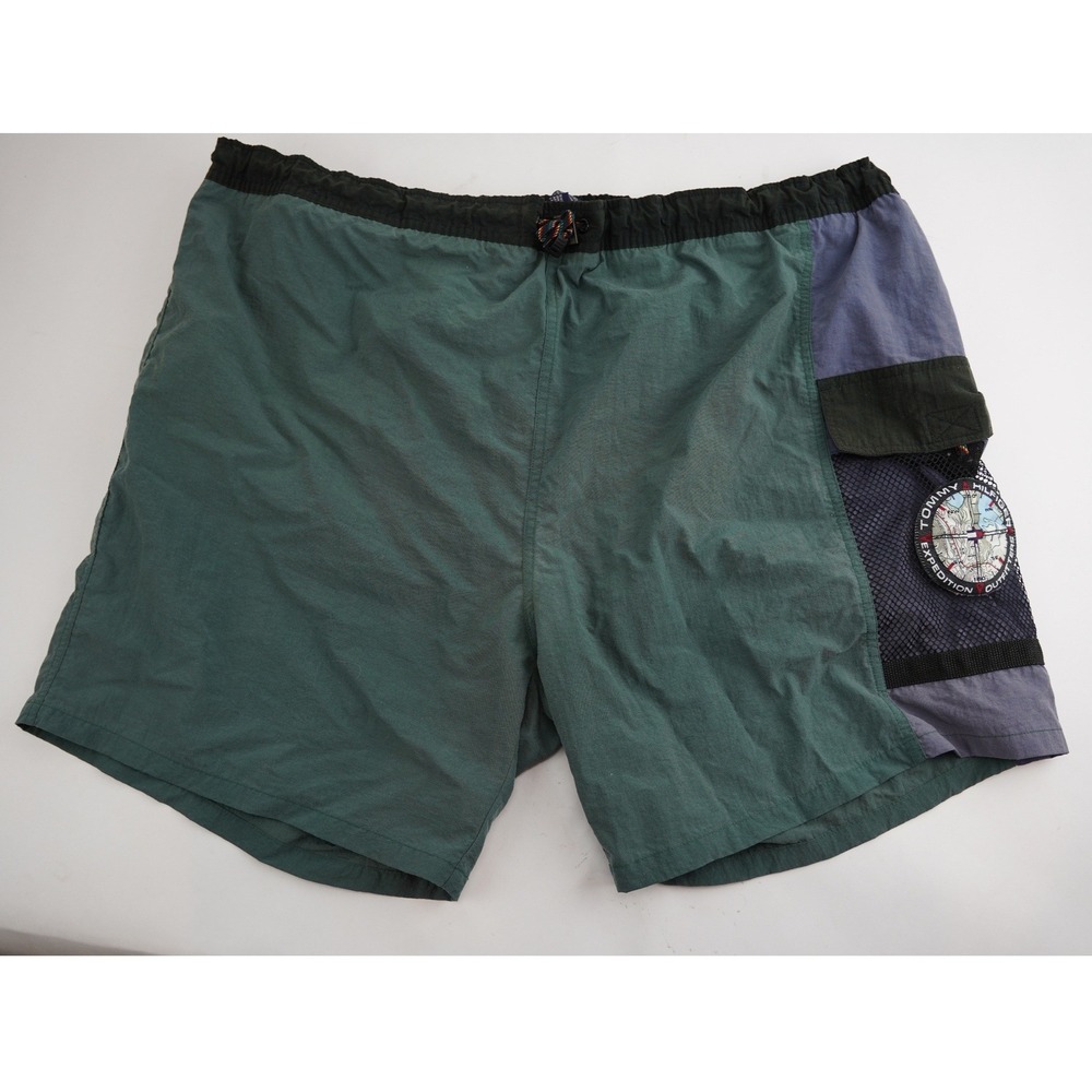 Vintage Tommy Hilfiger Swim Shorts‎ Mens XL Green Outdoors Expedition Nylon